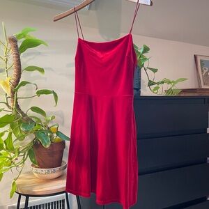 Urban Outfitters Skinny Strap Red Velvet Dress